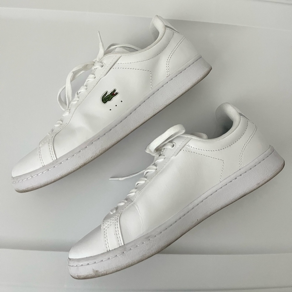 Lacoste Women’s Tennis Shoes Sz 8 White Sneakers Low Tops Preppy Academia Y2K - Picture 6 of 8